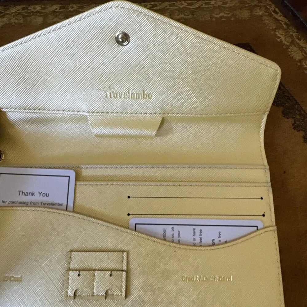Travelambo Women’s Clutch Wallet Gold Yellow‎ RFID NEW